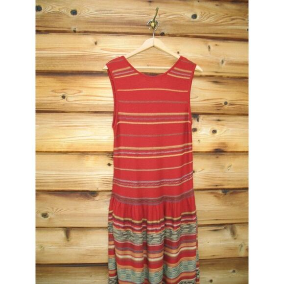 Peruvian Connection Red Multi Pima Cotton Southwestern Print Knit Dress Size M - Picture 6 of 8